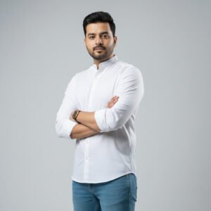 Band Collar White Shirt