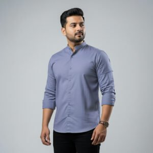 Band Collar Ash Shirt