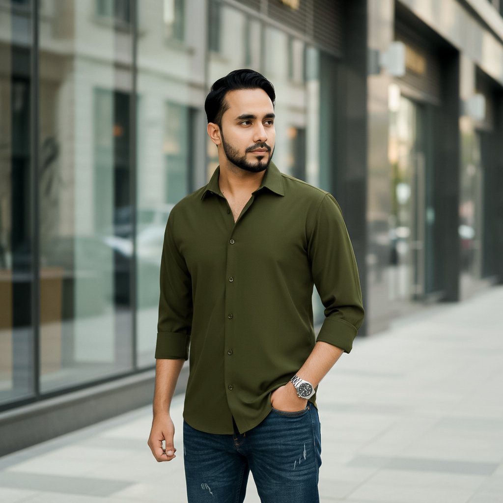 MST Solid Olive Shirt - Image 2