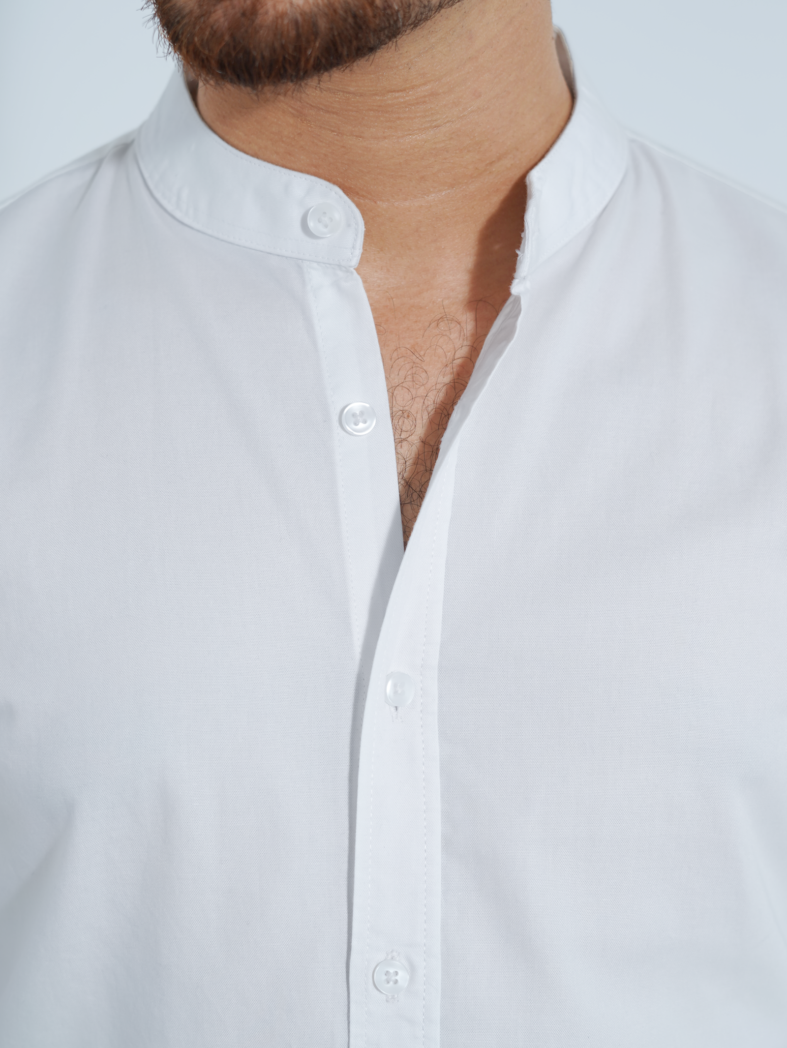 Band Collar White Shirt - Image 2