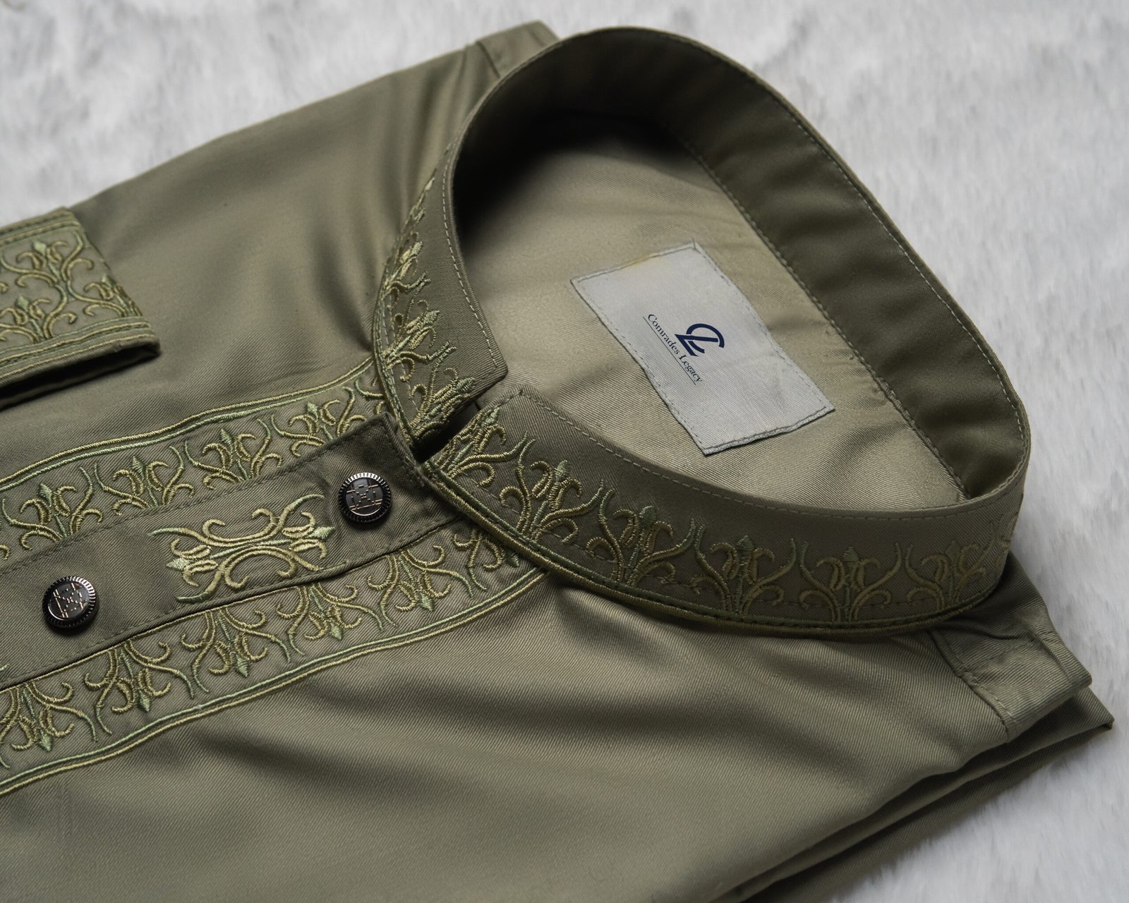 Mughal Embroidery Olive