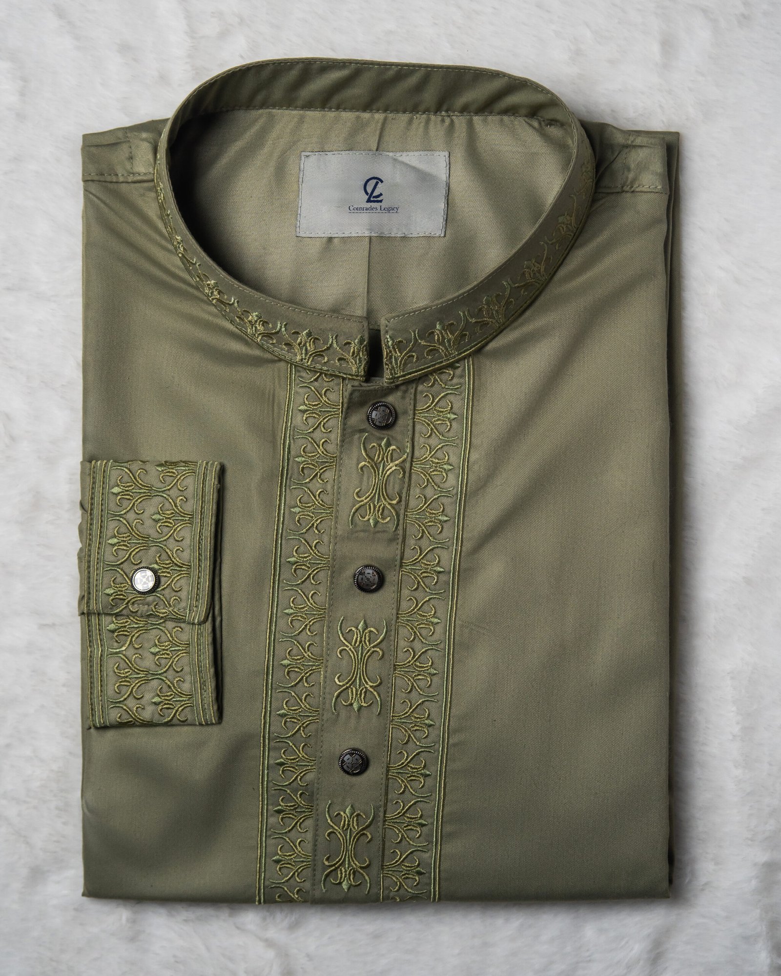 Mughal Embroidery Olive - Image 3